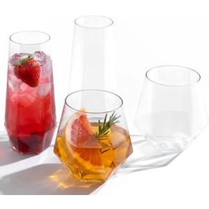 BESTSTAR 96 Pack Clear Plastic Wine Glasses Set BPA-Free Shatterproof