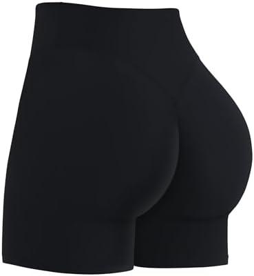 Sunzel Women's Invisible Butt Scrunch Shorts, High Waisted Biker Shorts, Gym Workout Yoga Running Shorts with Tummy Control Medium