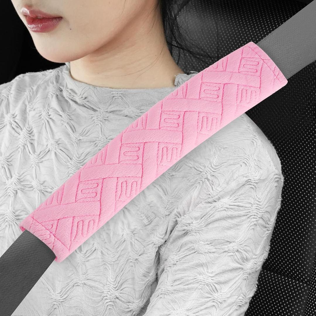 JUSTTOP 2-Pack Universal Car Shoulder Strap Pads Cover for A More Comfortable Driving, Shoulder Strap Covers Harness Pad for Car Interior Accessories(Cherry Blossom Pink)