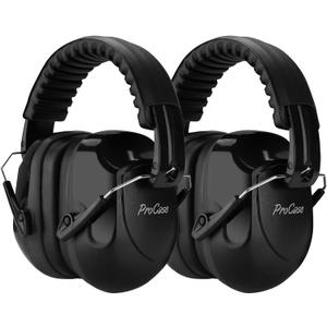 ProCase Noise Reduction Ear Muffs, Sound Proof Ear Protection, NRR 28dB Noise Cancelling Headphones for Adults Kids Autism, Hearing Protection for Shooting Gun Range Mowing -2 Packs, Black
