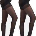 Citystl 2 Pairs Black Tights for women - 40D Control Top Pantyhose - Sculpt Silhouette, Flattening Tummy and Lifting Booty (Black)