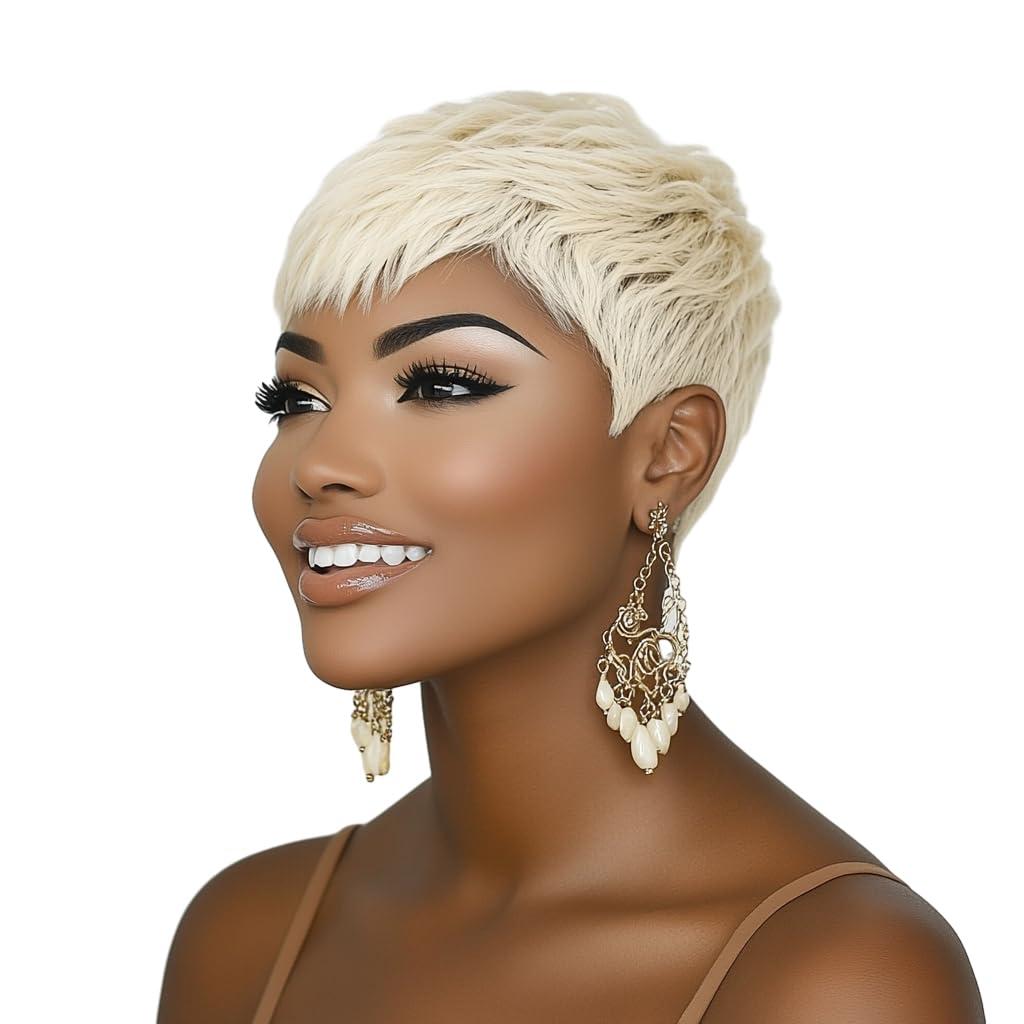 DOcute Blonde Short Pixie Wigs for Black Women Short Wigs for Black Women Pixie Black Women Wigs (Blonde)