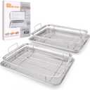 Air Fryer Basket for Oven 18.7"x12.8", 2 Pack Extra Large Air Fryer Basket and Tray Stainless Steel Oven Air Fryer Pan Rack for Cooking Baking and Broiling