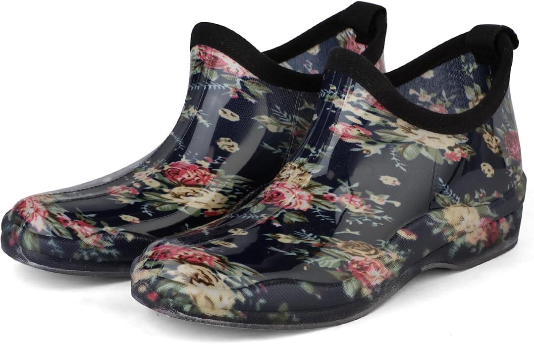 DaeRainy Womens Rain Boots Ankle Waterproof Garden Rainboot 10