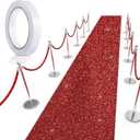Tatuo Carpet Runner Runway Rug 55 GSM Thickness with Carpet Tape for Prom Wedding Outdoor Indoor Hallway Party Rug(2.46 x 16.4 Feet,Glitter Red)