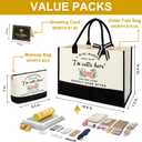 Retirement Tote Bag & Makeup Bag Set for Women - Funny Retirement Gifts for Coworker, Boss, Friend - White, 16.8"L x 12.4"H x 7.5"W