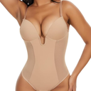 SHAPERIN Women's Backless Body Shaper Bra Faja U Plunge Low Back Thong Shapewear Tummy Control Deep V Bodysuit M