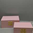 Galt International Storage Box Set Decorative Storage Box w/Hinged Lid Classic Design Wood Decor Boxes with Geometric Clasp Storage for Bedroom & Home - Set of 2 (Pink & Gold)
