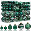 100 Pack Dark Green Christmas Ball Ornaments Set, Hand-Painted Shatterproof Hanging Decorations, Assorted Emerald Green Baubles Bulk for Xmas Tree Wreath, Winter Holiday Home Party Decor