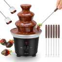 Chocolate Fondue Fountain with 6 Dipping Forks 3 Tiers Electric Chocolate Melting Machine Perfect for Chocolate Cheese Dessert Housewarming Christmas Party Gift (Black)