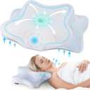 DONAMA Cervical Pillow for Neck Pain Relief, Contour Memory Foam Pillow, Ergonomic Orthopedic Neck Support Pillow for Side, Back and Stomach Sleepers with Breathable Pillowcase-Standard Size (Standard Size 21.65Lx13.39Wx4.13"H, Honeycomb Blue)