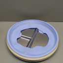 BUSOHA 2 Pack Stainless Steel Kids Plate with Suction - 9 Divided Toddler Baby Plates with Silicone Sleeves Non-Slip 2-in-1 Anti Breakage Metal Toddler Bowls Microwave Dishwasher Safe (Beige+Blue)