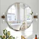 30x30 Inch Round Beveled Bathroom Mirror, Circle Frameless Copper-Free Silver Mirror, Modern Vanity Mirror, Decorative Wall Mirrors for Restroom, Bedroom, Living Room, Bathroom, Entryway
