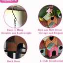 Large Bird Houses for Outside Hanging, 4 Hole Outdoor Bird House with Bell, Easy Clear, Colorful Metal Bird Houses for Outside.
