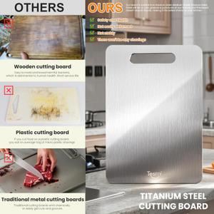New Titanium Cutting Board -10um Cutting Boards For Kitche,Easy to clean, Double-sided food-grade Cutting Board For Meats, Fruits And Vegetables (15 * 11)