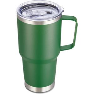 30 oz Tumbler with Handle and Lid, Stainless Steel Tumblers Double Wall Vacuum Insulated Travel Mug Leak Proof Cup Keep Drinks Cold and Hot Dark Green, 1 Pack