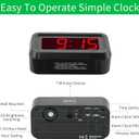 Alarm Clock, LED Digital Clock, Small Wall Clock, Battery Operated, Adjustable 3-Level Led Brightness, Dim Night Mode, 12/24Hr, Cordless, Constantly 1.2'' Digits Display for Bedroom/Travel,Easy to Set