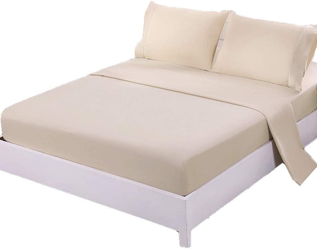Bed Sheet Set - 4 Piece Full - Soft Brushed Microfiber Fabric - Extra Soft - Deep Pockets - Easy Fit - Twin Sheets - 3 PC Comfy Bed Sheet - Wrinkle Free - Black King Sheets (Beige, Full)