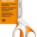 Fiskars RazorEdge Fabric Scissors, Heavy Duty Fabric Shears, Ultra-Sharp Stainless Steel Blades & SoftGrip Ergonomic Handle, 8, White/Orange