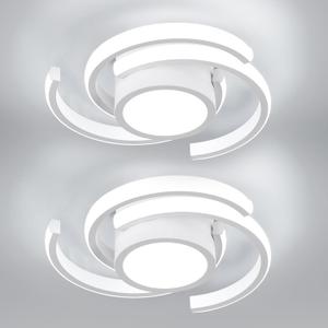 ADISUN LED Modern Ceiling Light,6000K Semi Flush Mount Ceiling Light Fixture,Unique White Ceiling Lights Fixtures for Living Room Bedroom Corridor Aisle Hallway Indoor Ceiling Lamp, 2 Pack