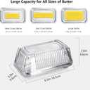 Clear Glass Butter Dish with Lid for Countertop, 6.5" Crystal Butter Dish with Cover, Covered Butter Tray for Refrigerator