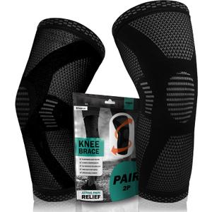 POWERLIX Knee Compression Sleeve (Pair) - Best Knee Brace for Knee Pain for Men & Women Knee Support for Running, Basketball, Volleyball, Weightlifting, Gym, Workout, Sports - (Black, M)