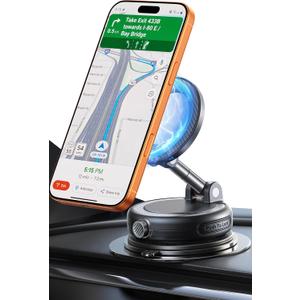 NeverFall Car Phone Mount for MagSafe, 89lbs Vacuum Suction, Strong Magnetic Dashboard & Windshield Mount, 360° Adjustable Phone Holder for iPhone & All Phones, Carbon Fiber