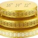 Wenqik 3 Pack Round Metal Cake Stands 12" 14" 16" Dessert Display Cupcake Stands Elegant Display Plate for Wedding Birthday Party Event Anniversary and Table Decoration, Gold