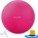 Fitvids Anti-Burst and Slip Resistant Exercise Yoga Fitness Birthing Ball with Quick Pump, 2,000-Pound Capacity, Multiple Colors and Sizes (Pink)