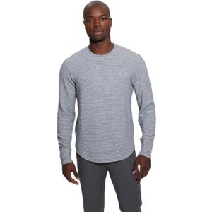 GUESS Mens Long Sleeve Hudson Linear Texture Crew (Small, Heather Grey Multi)