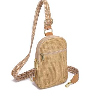 Haytijoe Straw Bag Summer Small Sling Bag RFID Blocking Crossbody Bags for Women Beach Bags Fanny Packs, Khaki