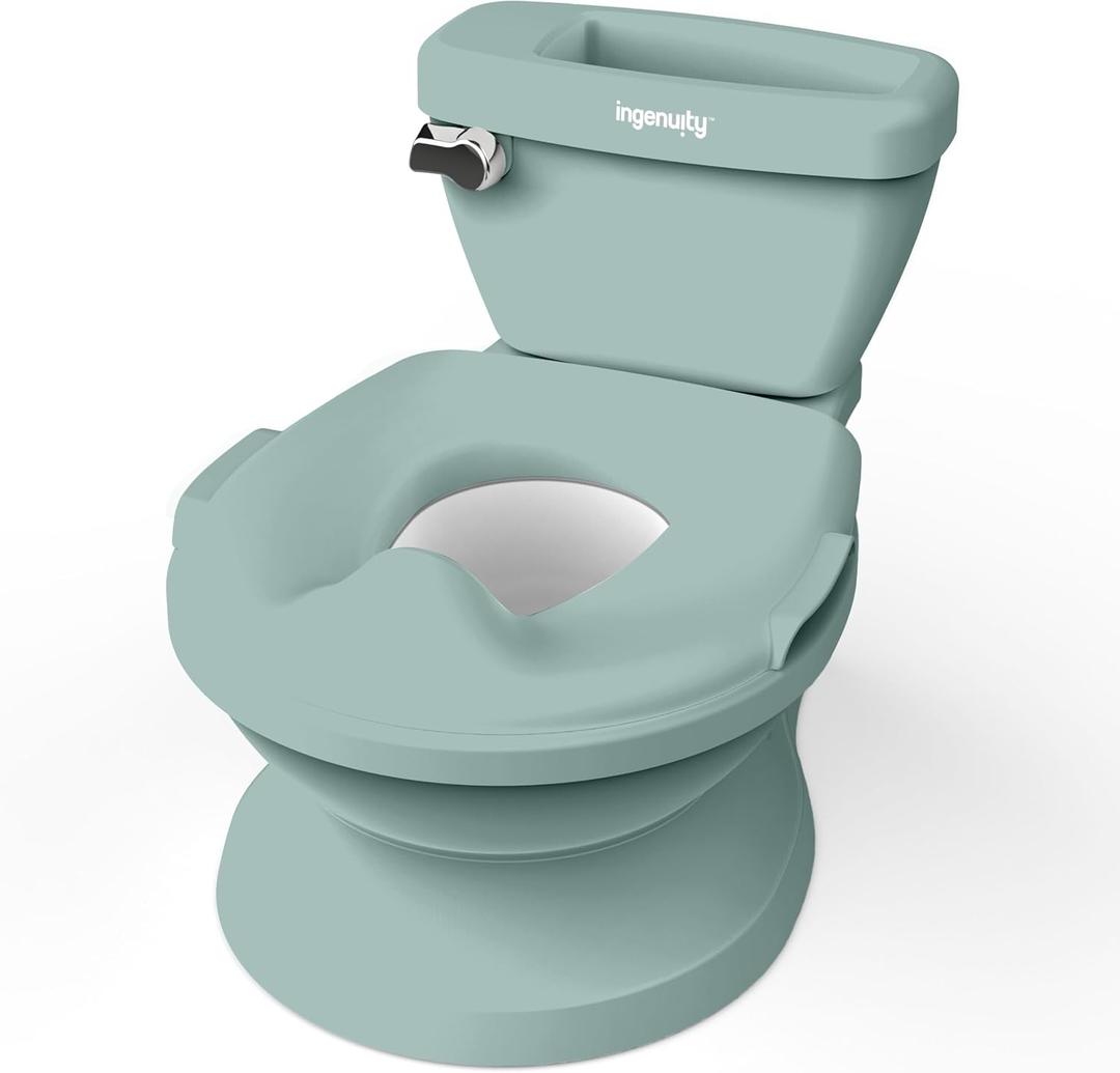 Ingenuity My Size Potty Pro, Infant Potty Training Toilet, Lifelike Flushing Sound, for Ages 18 Months, Up to 50 Pounds (Green)