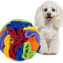 Pet Snuffle Ball, Puzzle Sniffing Interactive Dog Ball for Blind Dogs Training Stress Relief Dog Enrichment Toys Treat Machine Washable (Rainbow Color, 10cm)