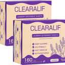 Laundry Detergent Sheets (160 Sheets), Lavender, Up to 320 Loads - Great For Travel, Apartments, Dorms, CLEARALIF Laundry Detergent Strips Eco Friendly & Hypoallergenic (80 Count, Pack of 2)