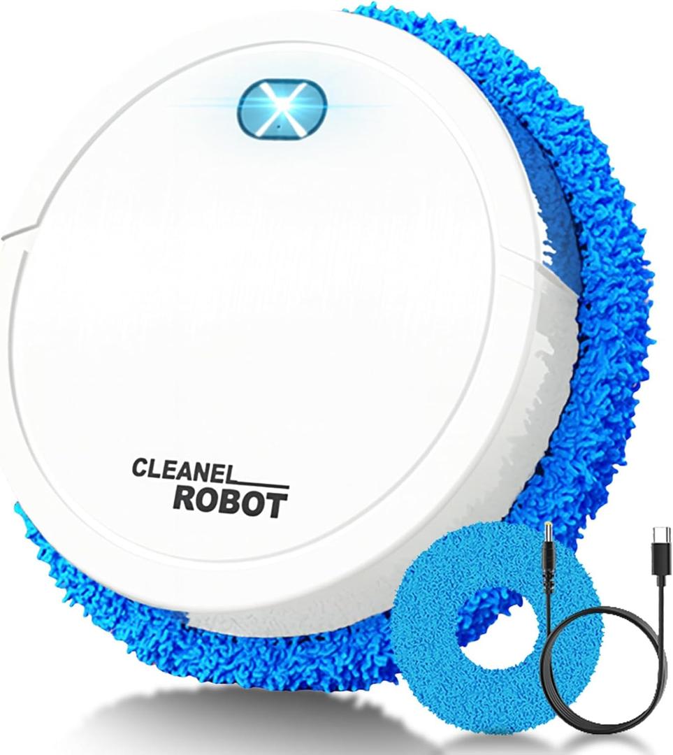 Robotic Mop,6.5cm Ultra-Slim Body + 200RPM Rotating Mop Pad,Ultra-Thin & Quiet,Wet/Dry Mopping,Ultra-Slim Quiet Glide, Hand-Like Scrubbing, for Hardwood/Tile/Small Spaces(White)