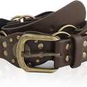 Women's Western Belt - Genuine Leather Adjustable Brown Cowgirl Belt Outfits with Chunky Buckle, Country Style for Jeans & Rodeo Outfits Fits Waist Sizes 28"- 34"
