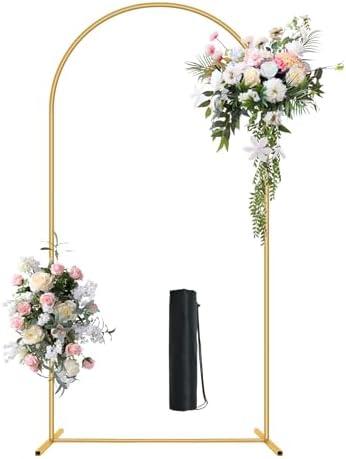 Metal Arch Backdrop Stand 7.2FT Gold Wedding Balloon Arched Backdrop Stand Square Arch Frame for Birthday Party Bridal Baby Shower Ceremony Decoration