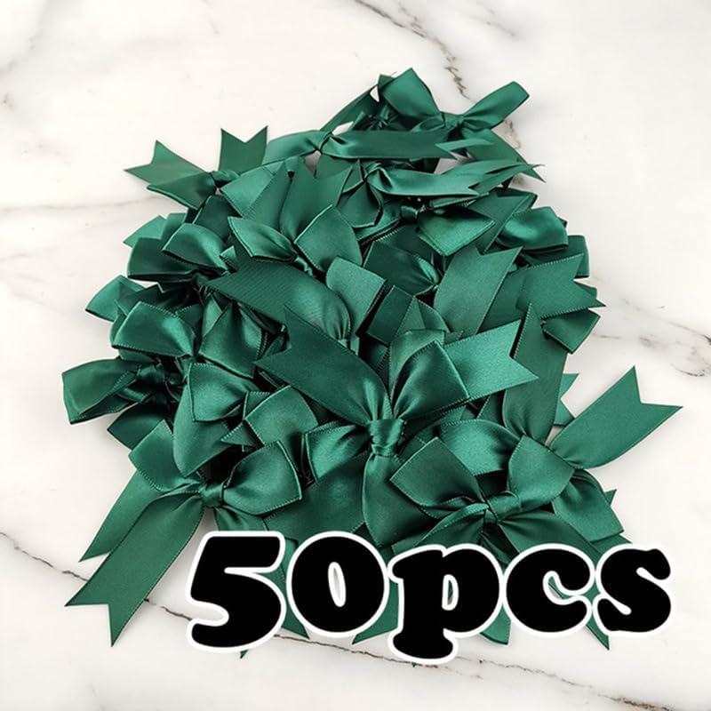 Satin Gift Bows, Decorative Ribbon Bows, 50 Pack (Green)