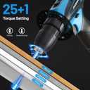 Cordless Drill Set, 12V Power Drill Kit with Battery and Charger, 3/8" Keyless Chuck, 25+1 Torque Setting, Built-in LED, Electric Driver Tool for Home DIY Projects (Blue)