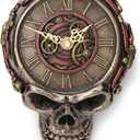 Veronese Design 8.1 Inch Steampunk Flat Skull Mechanical Gage Hanging Wall Clock Antique Bronze Finish Wall Sculpture