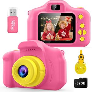 Desuccus Kids Camera for Girls 3-12, 1080P HD Digital Camera with 32GB SD Card - Toddler Camera, Christmas Birthday Gift Toys for 4 5 6 7 8 9 10 11 Year Old Girls (Pink)