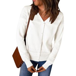 Women's Cropped Cardigan Sweaters Long Sleeve V-Neck Button Down Lightweight Sweaters (White, XL) Women's Cropped Cardigan Sweaters Long Sleeve V-Neck Button Down Lightweight Sweaters (White, XL)