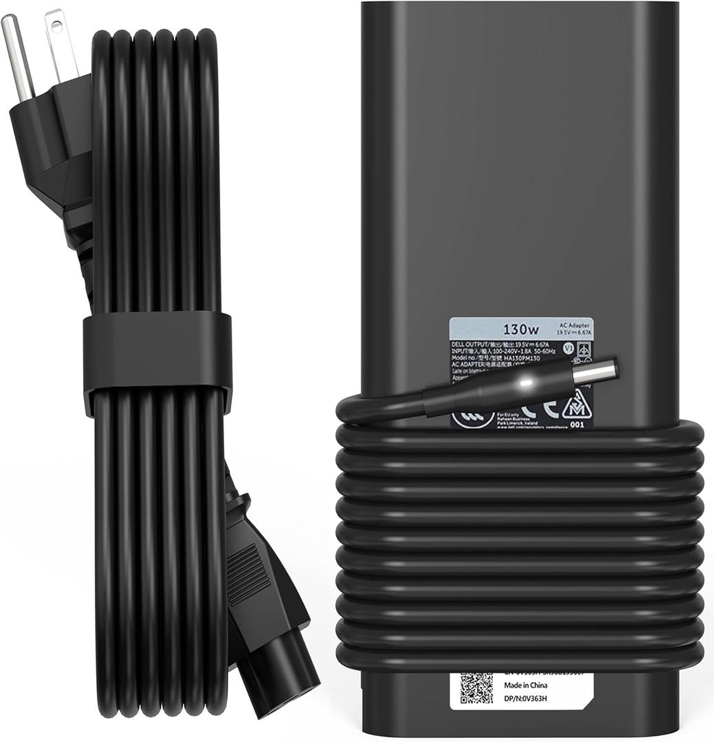 130W 4.5mm Round Tip AC Adapter Laptop Charger Compatible with Dell XPS 15 7590 9530 9550 9560 9570 OptiPlex 3050 7010 7020 7050 5060 5450 9020 Inspiron Precision 5510 5520 5530 5540 Power cord