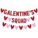 3 PCS Galentines Day Decorations Galentines Squad Banner with Love Heart Garland, Glitter Happy Galentine’s Day Banner Galentines Day Party Decor for Ladies Girls Friends Valentines Day Party Decor