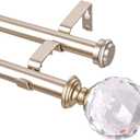 Double Curtain Rods for Windows 30 to 55 inches,Adjustable Window Curtain Rod,Easy Install,Nickel