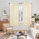 YoungsTex Linen Semi Sheer Curtains 63 Inch Length - Light Filtering Drapes with Back Tab Rod Pocket Lightweight for Living Room Window, Chamapgne, 2 Panels, 52 X 63 Inch (Champagne)
