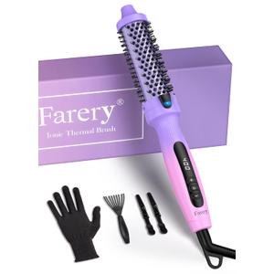1.25-Inch Thermal Brush - Ceramic Ionic Heated Round Brush for 90's Full-Bodied Style, Volumizing, Smooth Hair & Natural Curls, Dual MCH Heating, Digital Display, 9 Temperature, Dual Voltage