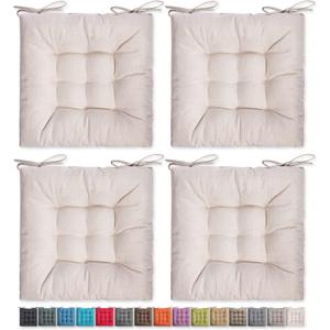 SQUARE MOON 4 Pack Chair Cushions, Seat Cushions, Chair Pads, Chair Mat for Indoor, Outdoor Dining Chair, Kitchen Chairs, Dining Room Chairs (16" 16" 4 Pack, Ivory)
