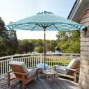 ABCCANOPY OLEFIN 5-Year No Fading 9FT Patio Umbrella, Outdoor Table Umbrella with 8 Sturdy Ribs for Deck, Backyard, Yard (Turquoise Stripe)