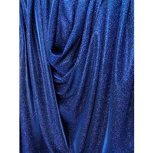 Glittering Lurex Fabric - Shimmer and Shine with Metallic Sparkle - Fashion Fabric by The Yard - for Crafting and Embroidery - Polyester Stretch Fabric - 1 Yard (Navy Blue)
